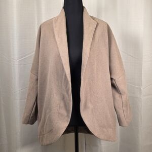 European Minimalist Wool Blend Kimono Cardigan Neutral Beige Cocoon
